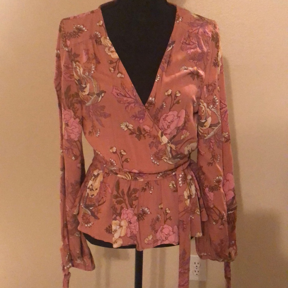 Spell & The Gypsy Pink Floral Wrap Blouse